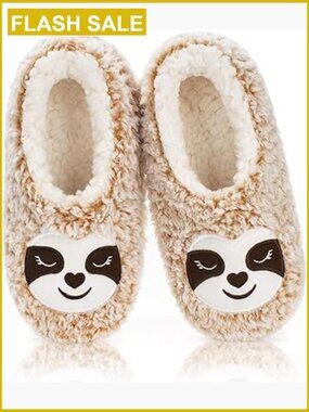 Fuzzy Animal Slippers Non Slip Soft Sole Plush Slipper Socks Women's Size 7-8